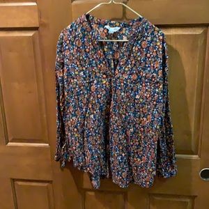 Old Navy tunic shirt blouse, floral multi-color, XL